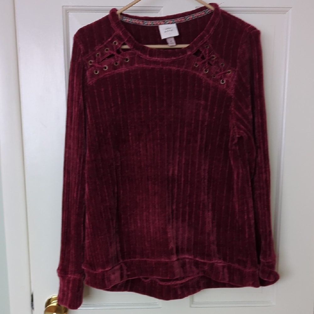 Knox Rose Burgundy Velvet Sweatshirt